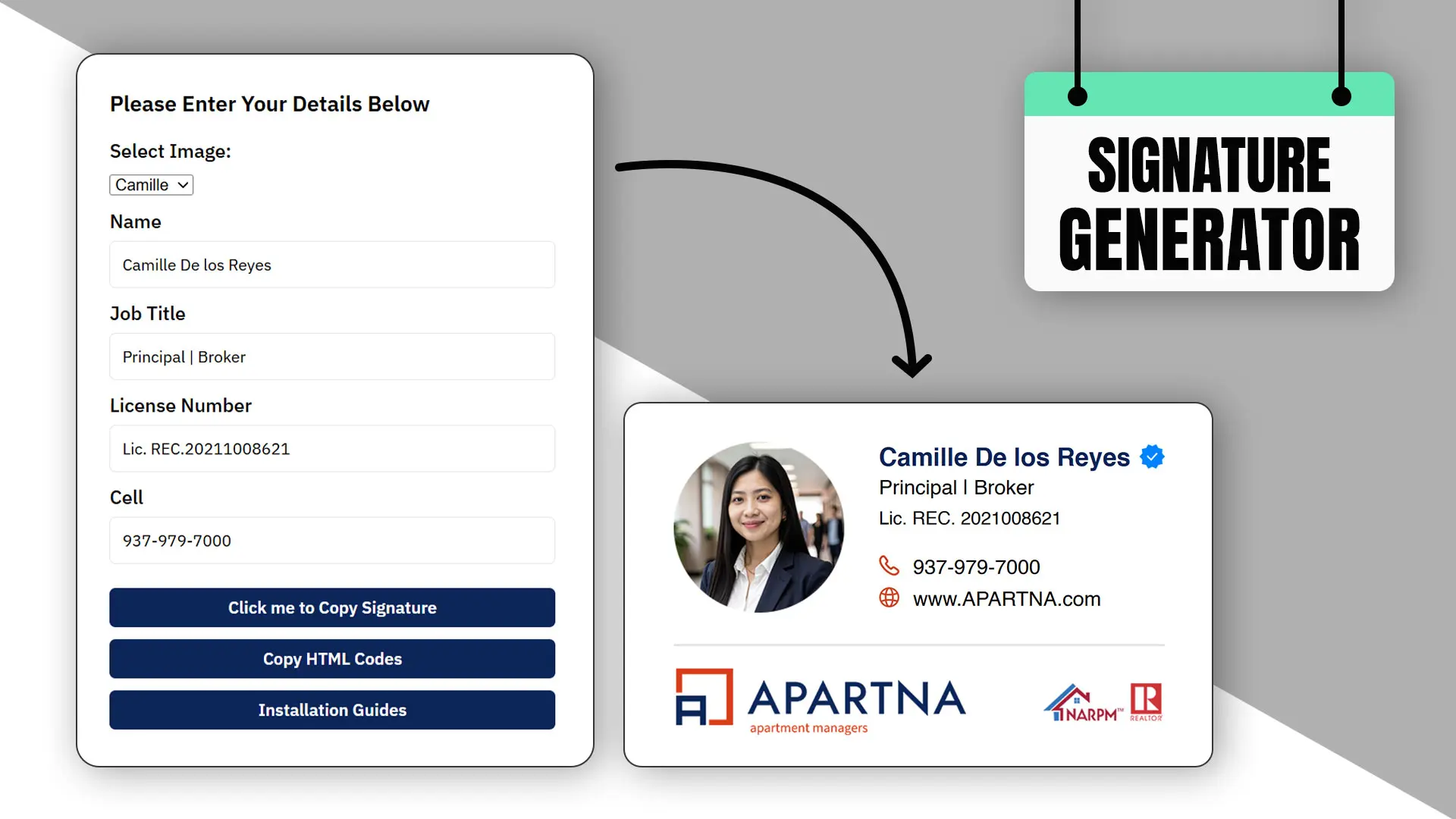 Email signature generator tool for teams and companies